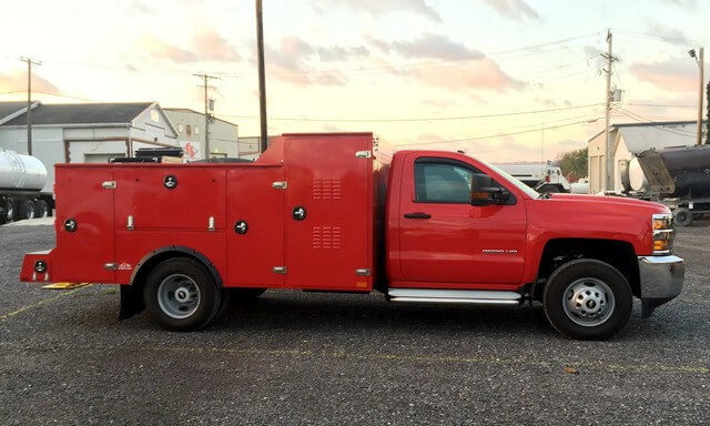 Small Red Mechanics Truck Side View